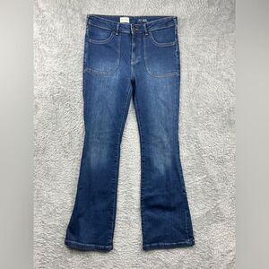 Pilcro The Icon Low Rise Flare Jeans Anthropologie Dark Wash Patch Pockets Sz 30